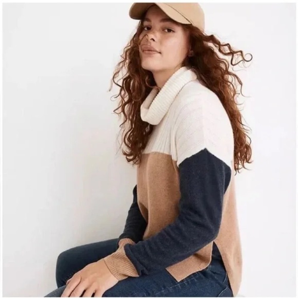 EUC Madewell Do Well Womens Colorblock Turtleneck Sweater Wool Blend NC231 Sz XS